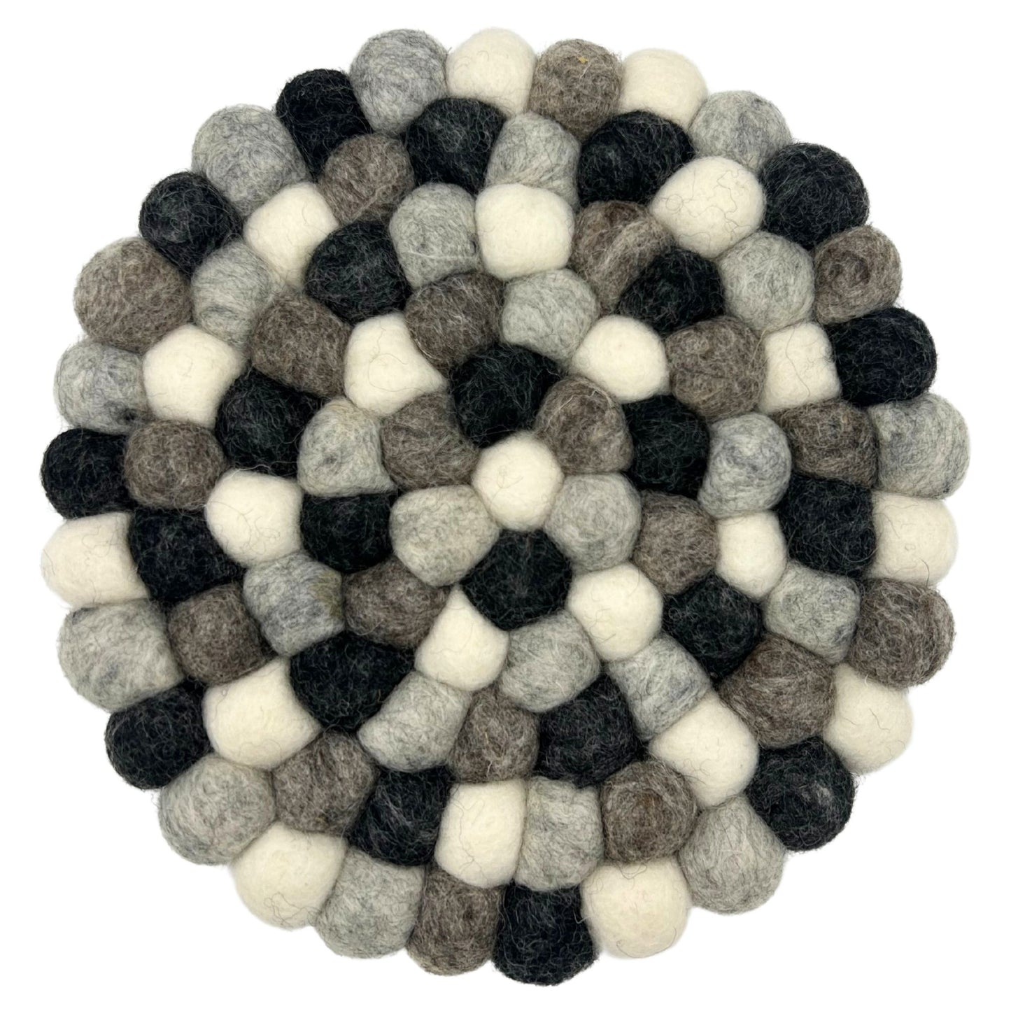 Felt Ball Round Placemat- Multi  Grey Colour