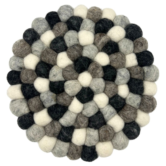 Felt Ball Round Placemat- Multi  Grey Colour