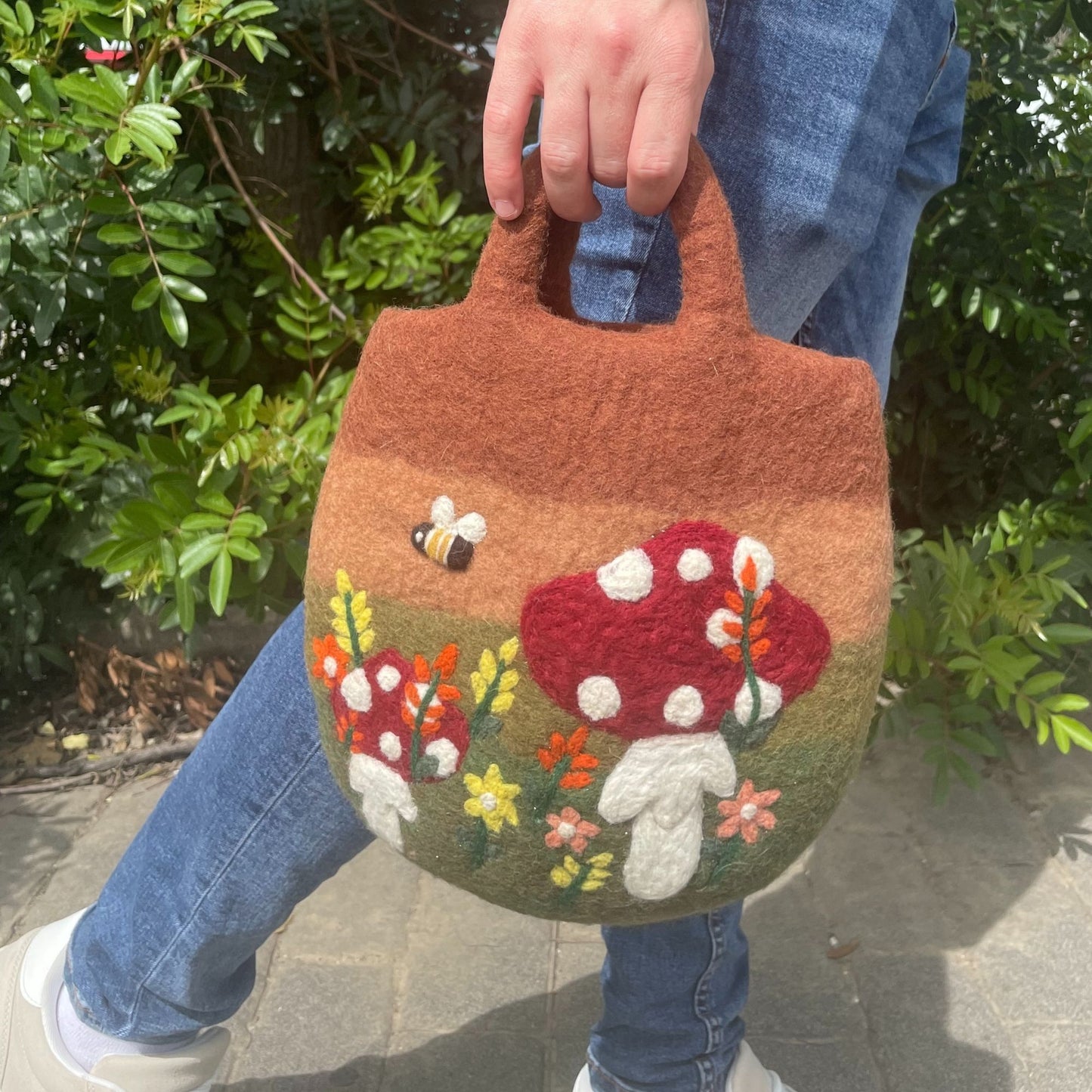 Mushroom Garden Felted Bag