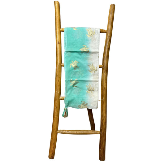 Nomad Sari On the Med Collection - Pario - White & Turquoise Gold Turtle Design