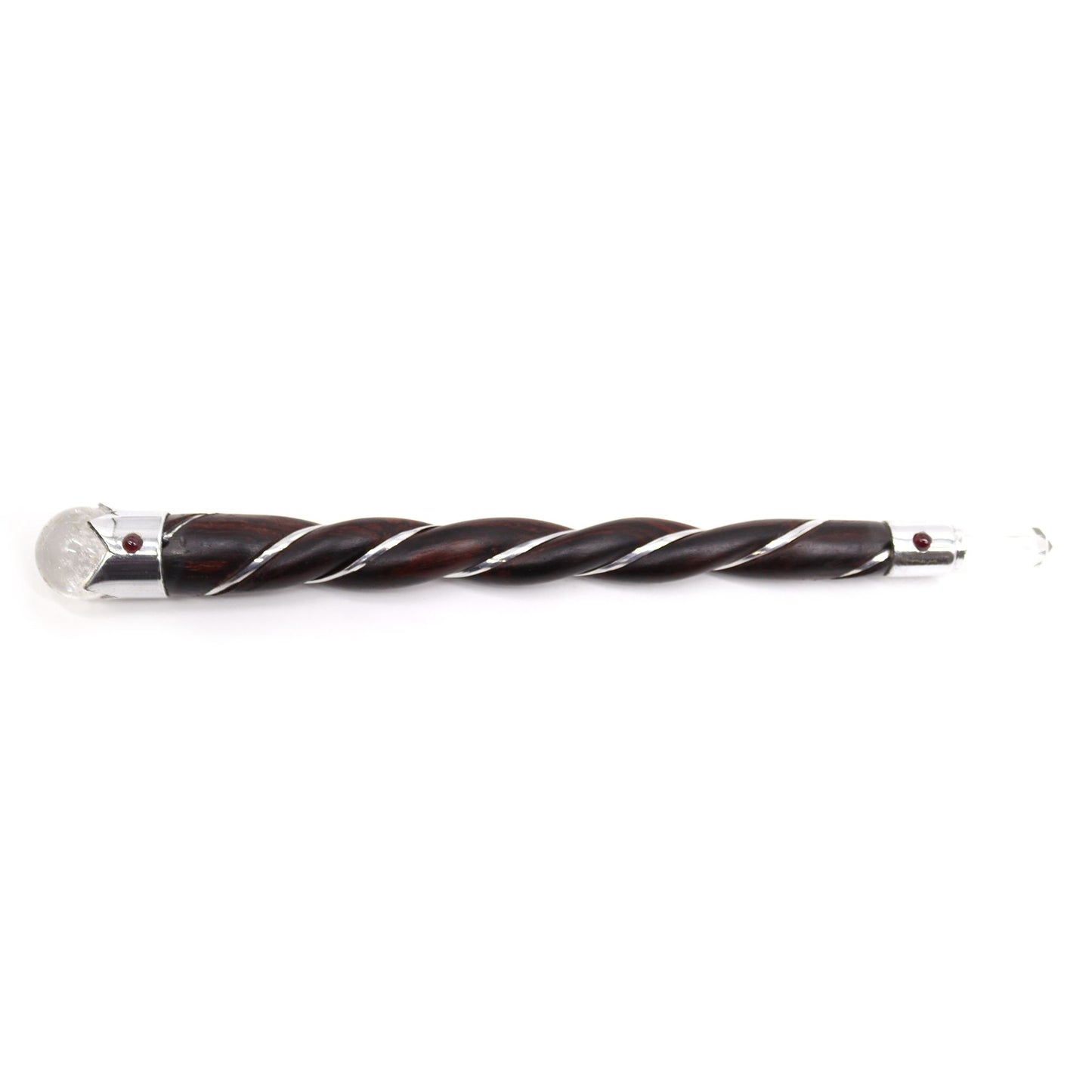 Twisted Wood and Rock Quartz Wand