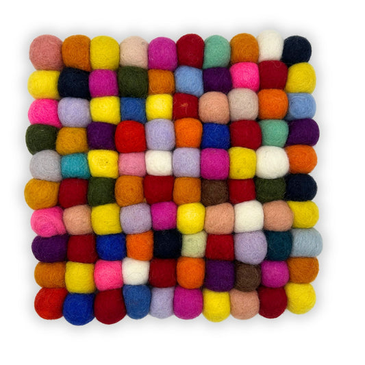 Felt Ball Square Placemat - Multi Colour