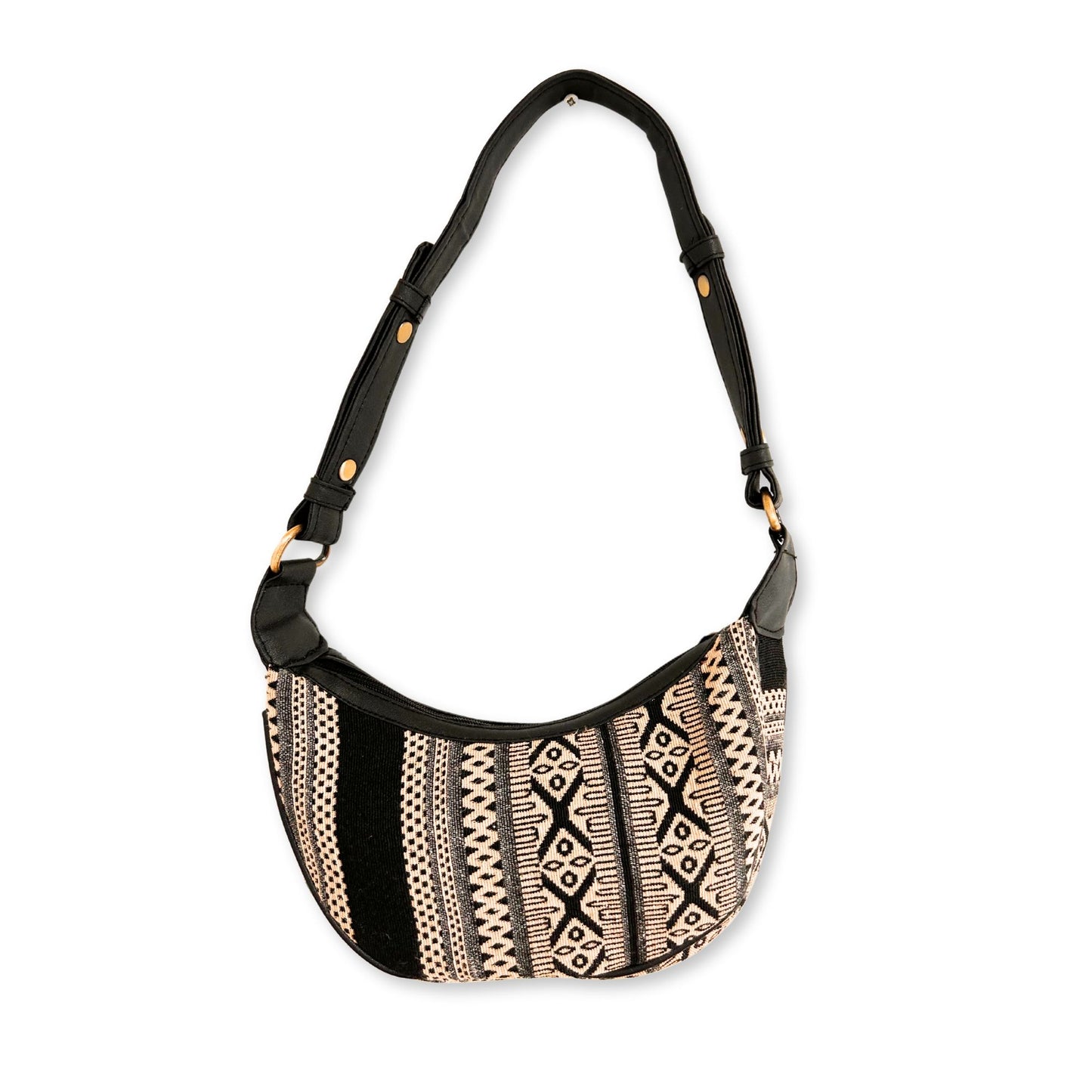 Jacquard Hobo Bag - Grey Metro (black strap)