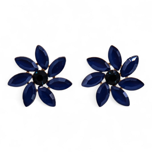 Royal Blue - Vintage Glass - Flowers - Earrings