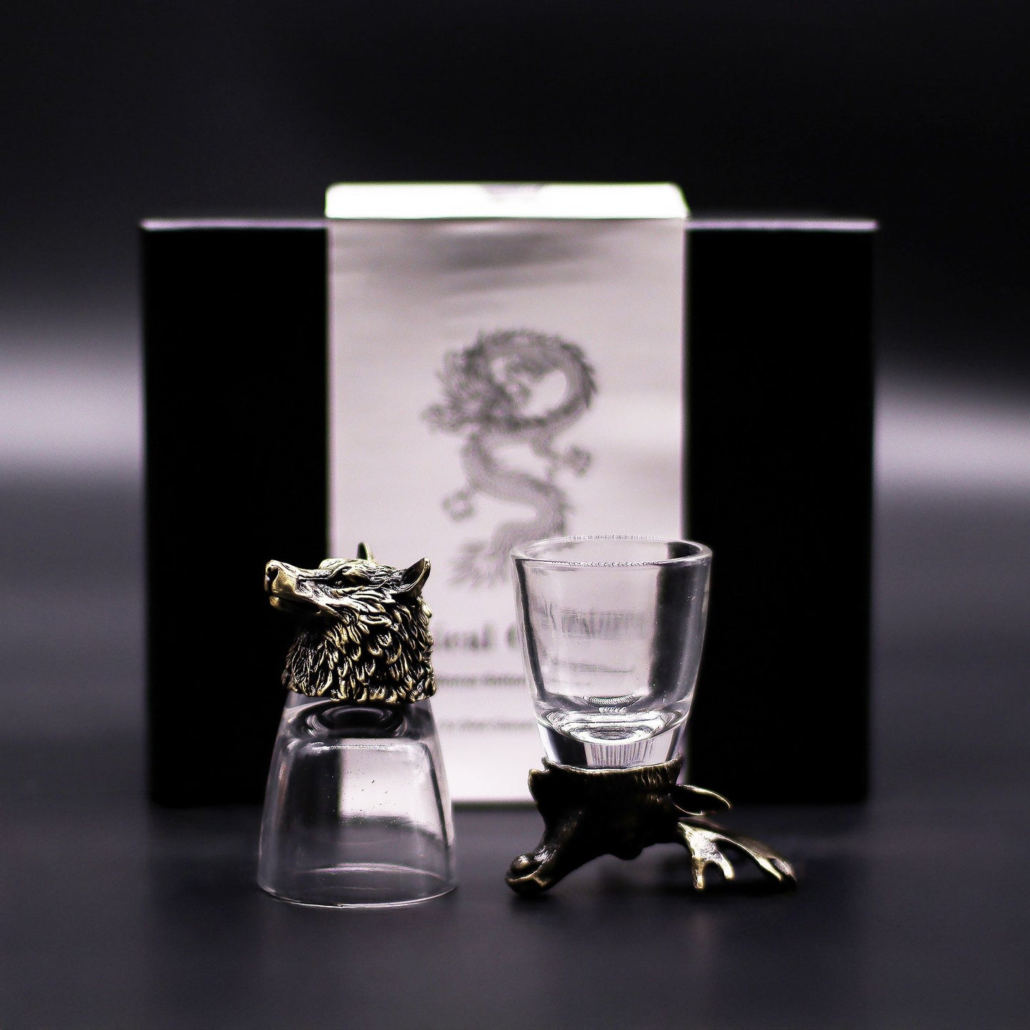 Gift Set of 6 Shot Glasses (50ml) - Wild Forest Creatures - Antique Bronze