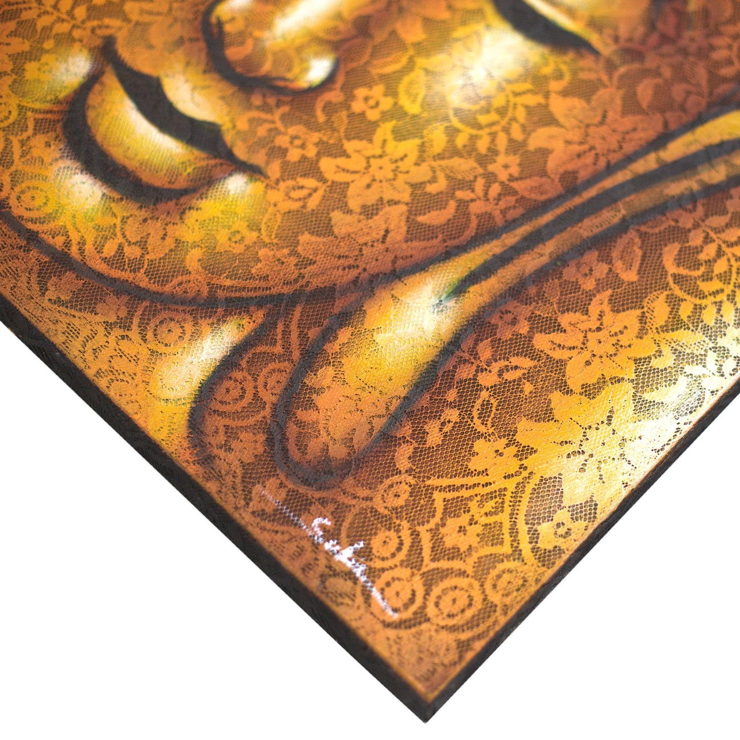 Buddha Painting - Gold Brocade Detail