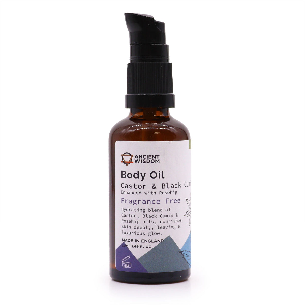 Organic unfragranced rosehip body oil in a 50ml bottle, a natural skincare gift