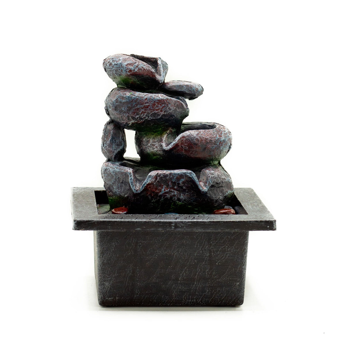 Tabletop water feature with cascading terracotta style pots, a calming and decorative 20cm gift