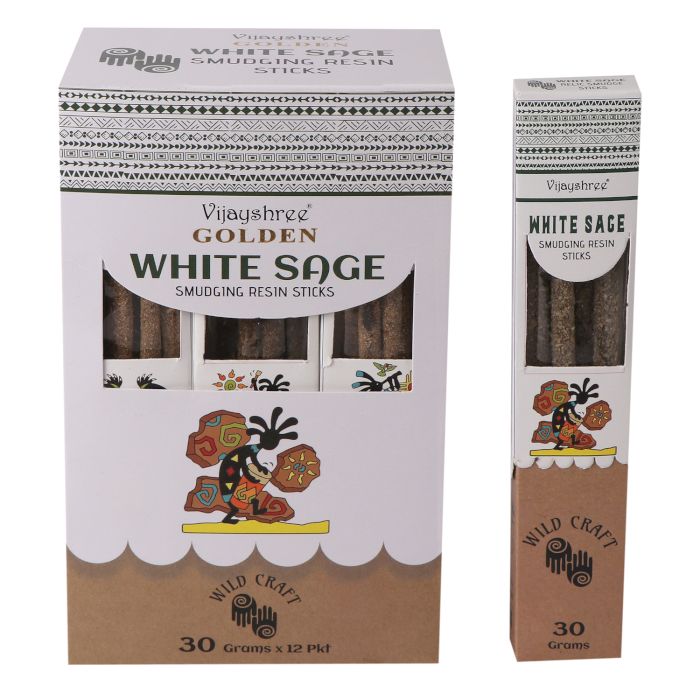 30g Golden White Sage Smudging Resin Sticks
