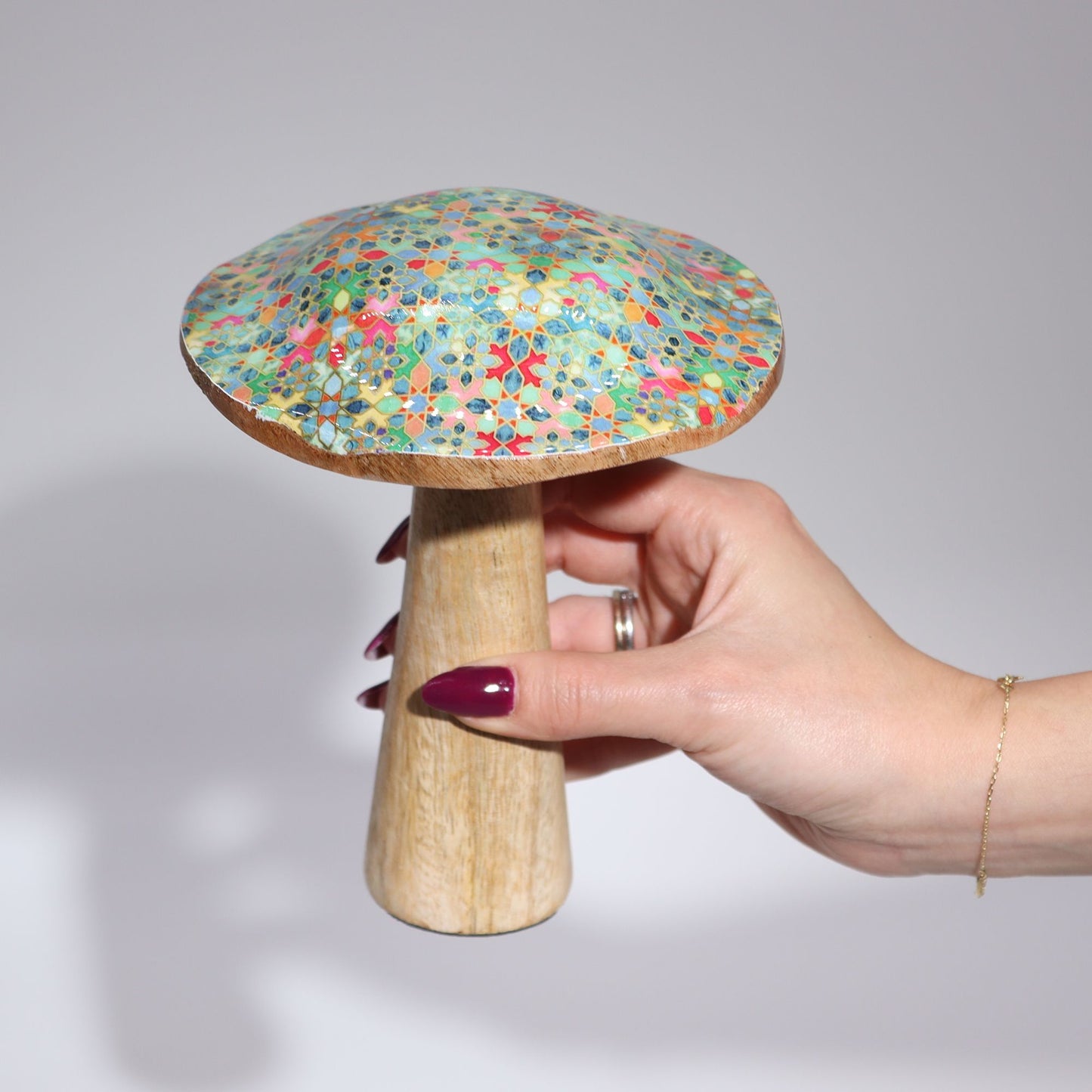 Med Wooden Mushroom - Pretty Floral