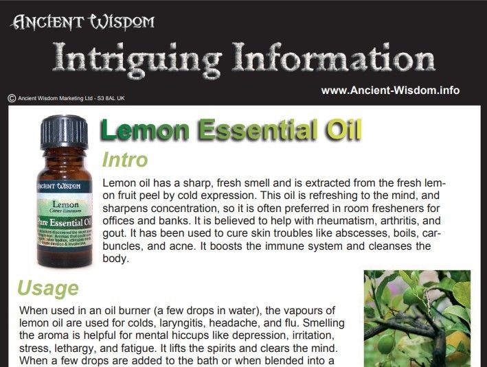 Lemon Essential Oil Info
