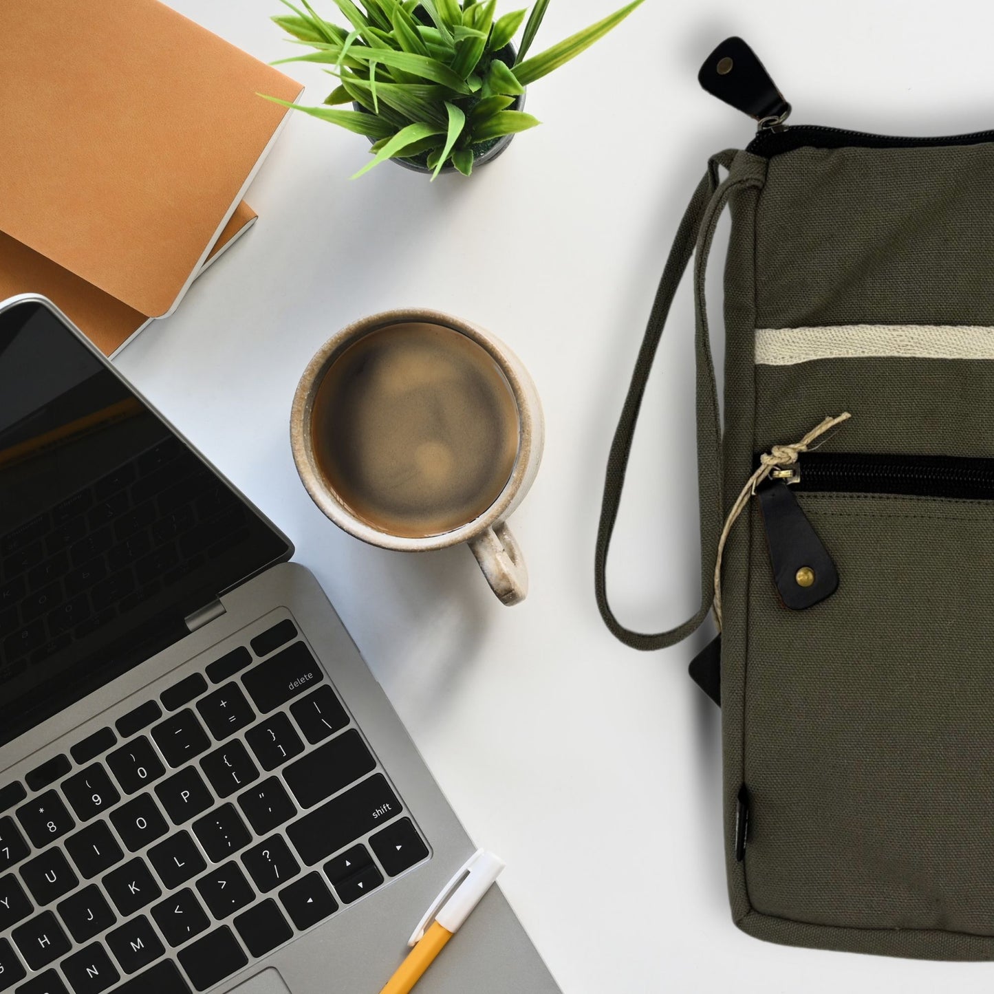 Canvas Large Laptop Pouch - Olive