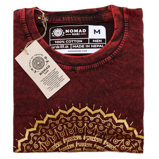 Medium Stone Washed T-Shirt - Mandala - Maroon