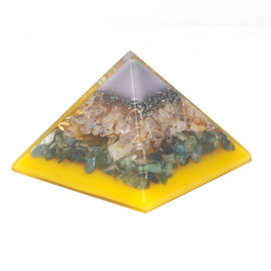 Lrg Organite Pyramid 70mm - Tree（gold base)