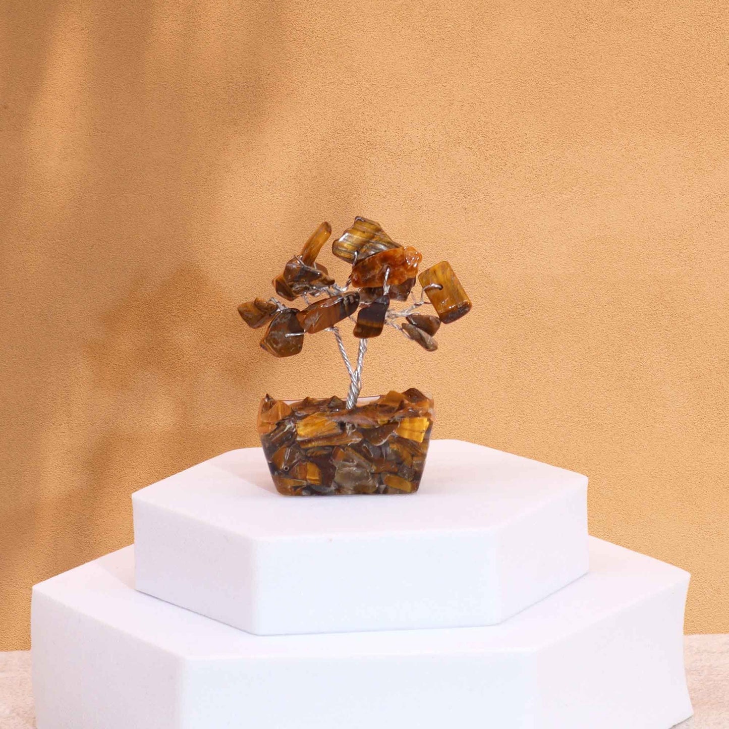 Mini Gemstone Tree On Orgonite Base - Tigereye (15 stones)
