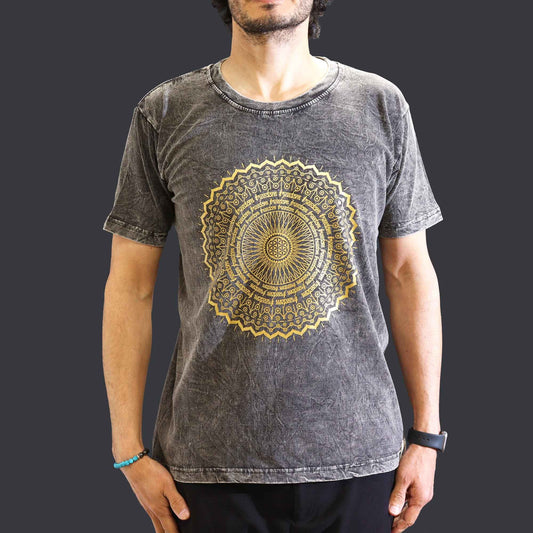 Medium Stone Washed T-Shirt - Mandala - Dark Grey