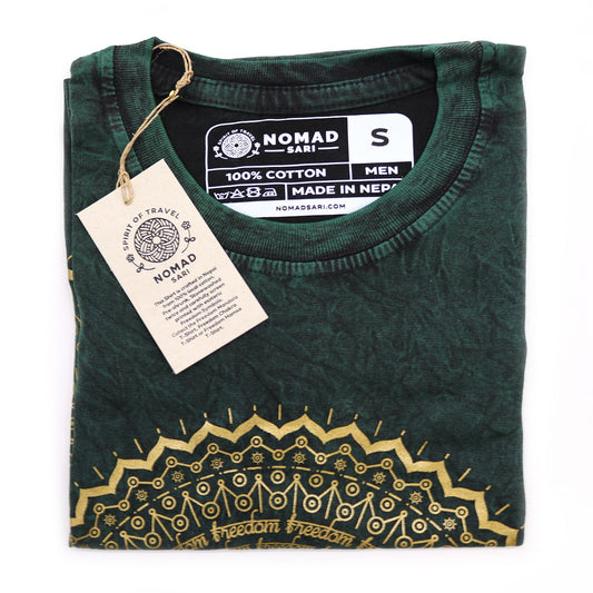 Small Stone Washed T-Shirt - Mandala - Green