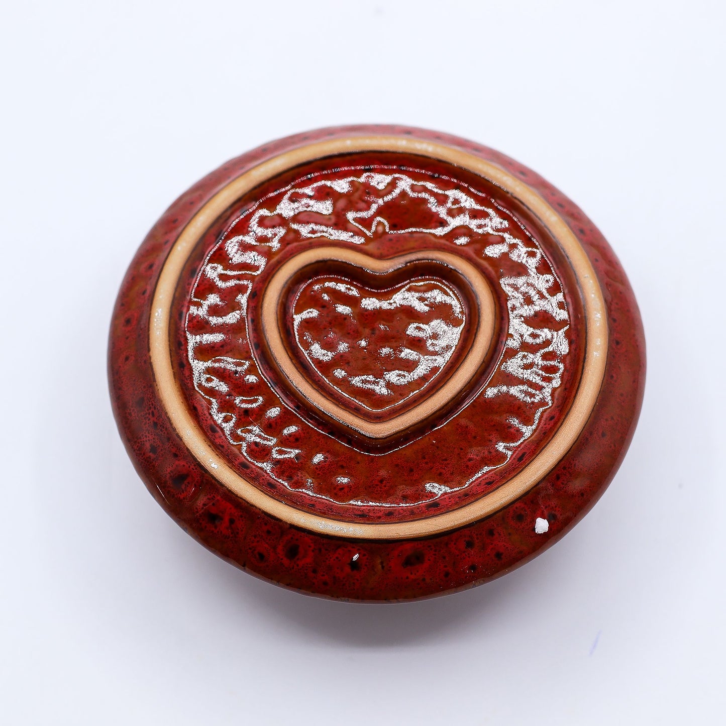 Palo Santo Stick & Smudge Holder - Mandala - Red with Heart Gloss