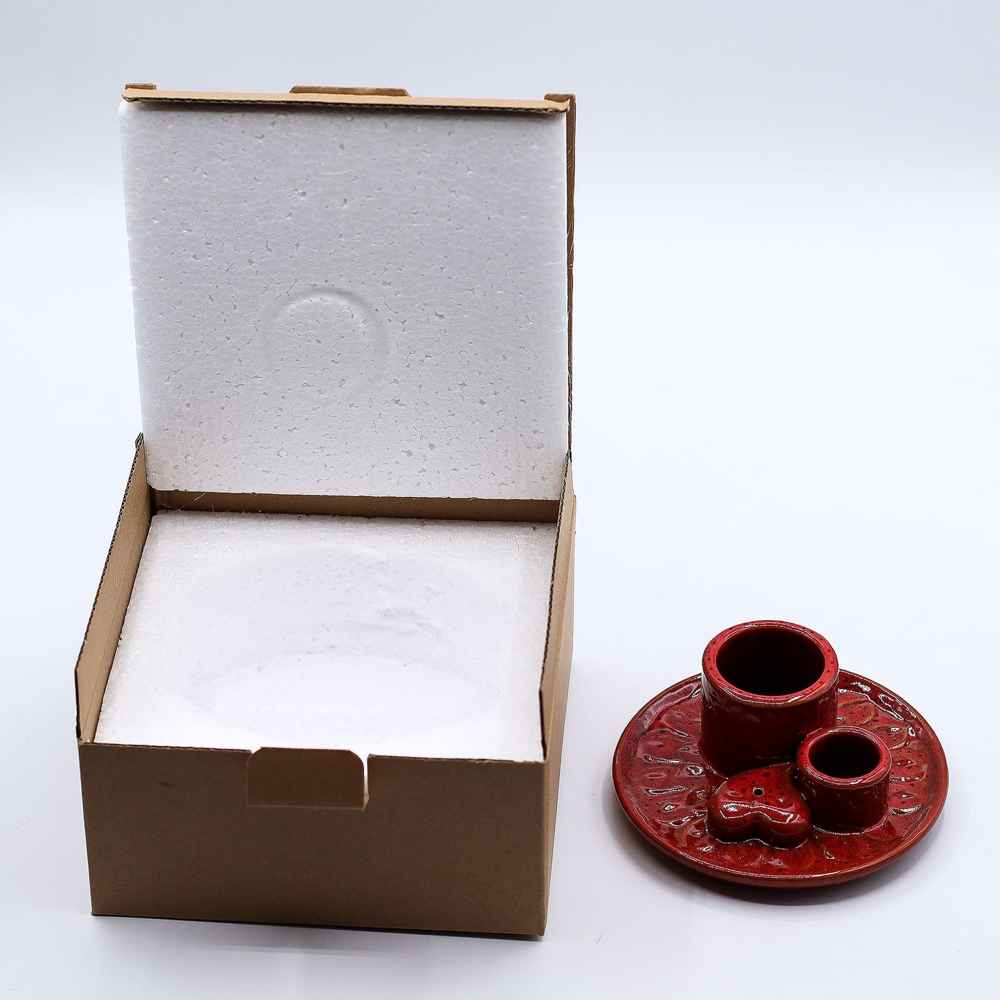 Palo Santo Stick & Smudge Holder - Mandala - Red with Heart Gloss