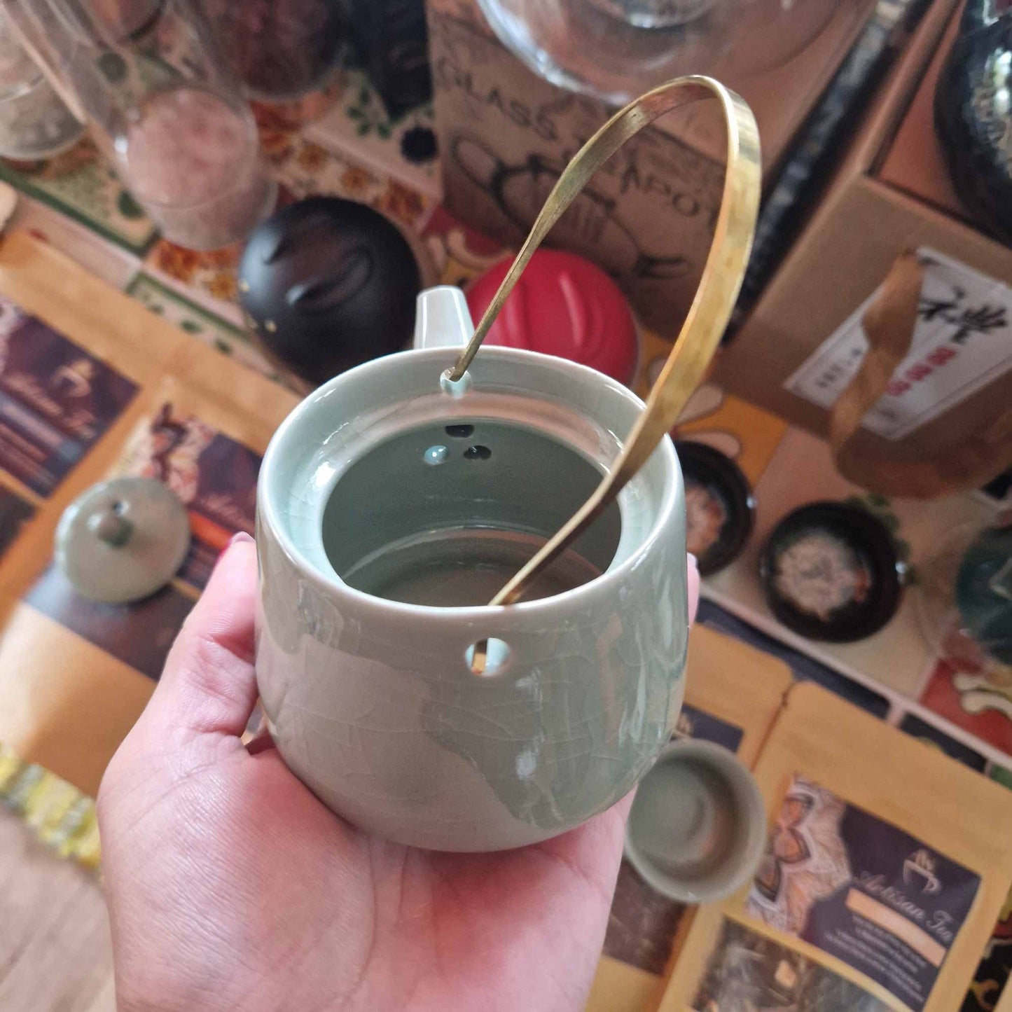 Herbal Jade Teapot Set - Pot & Two Cups