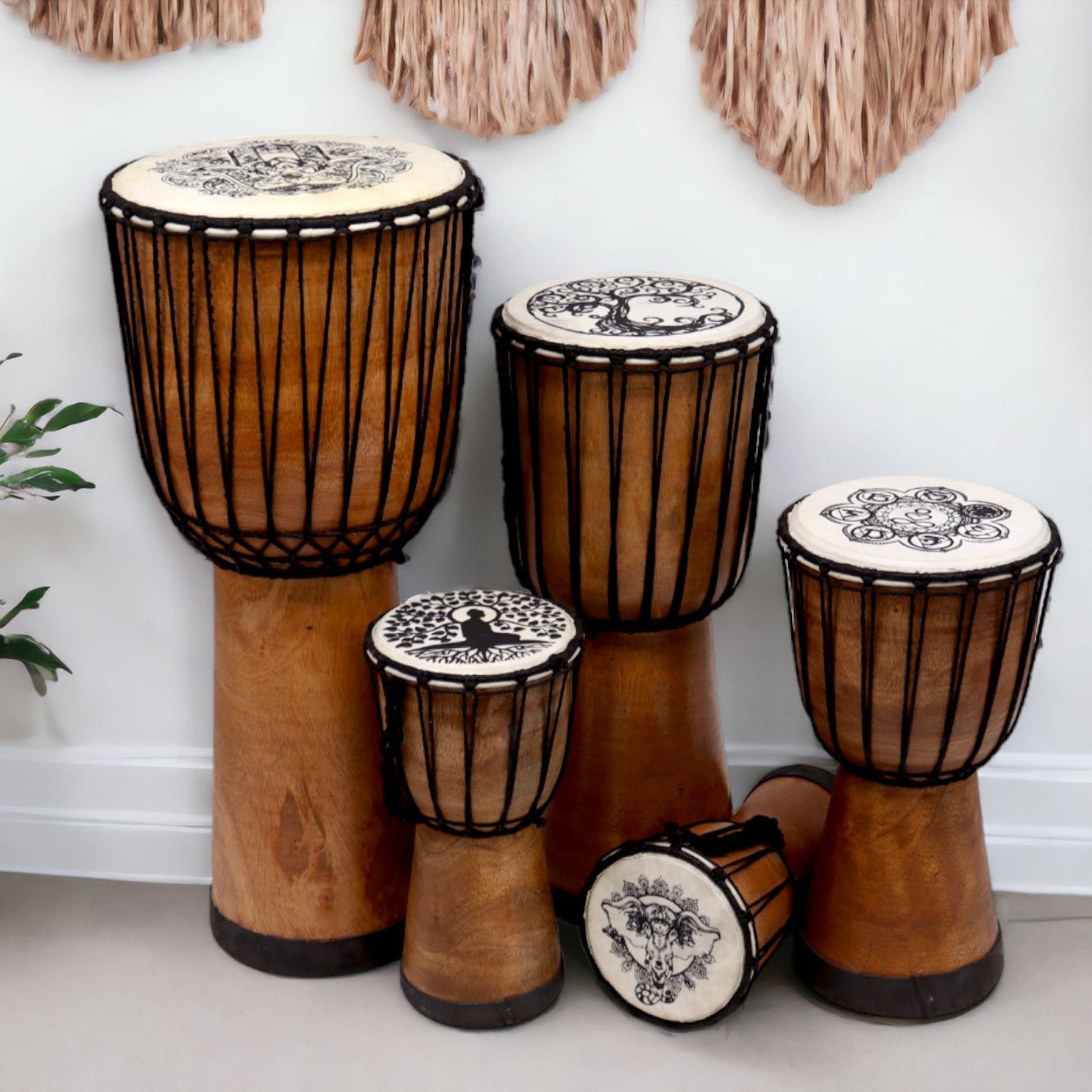 Tree of Life Wide Top Djembe Drum - 18cm