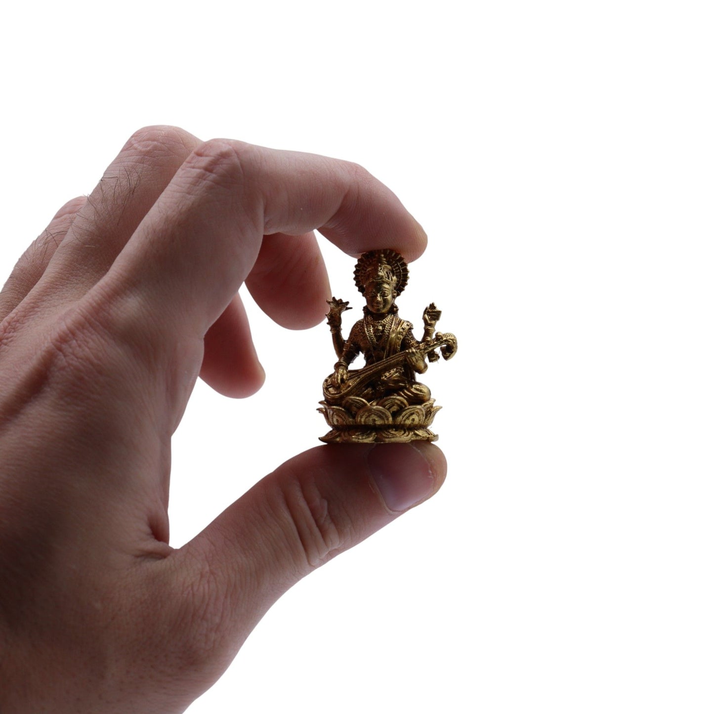 Brass Miniature Gods - Sarswati (22gms)  - 34mm