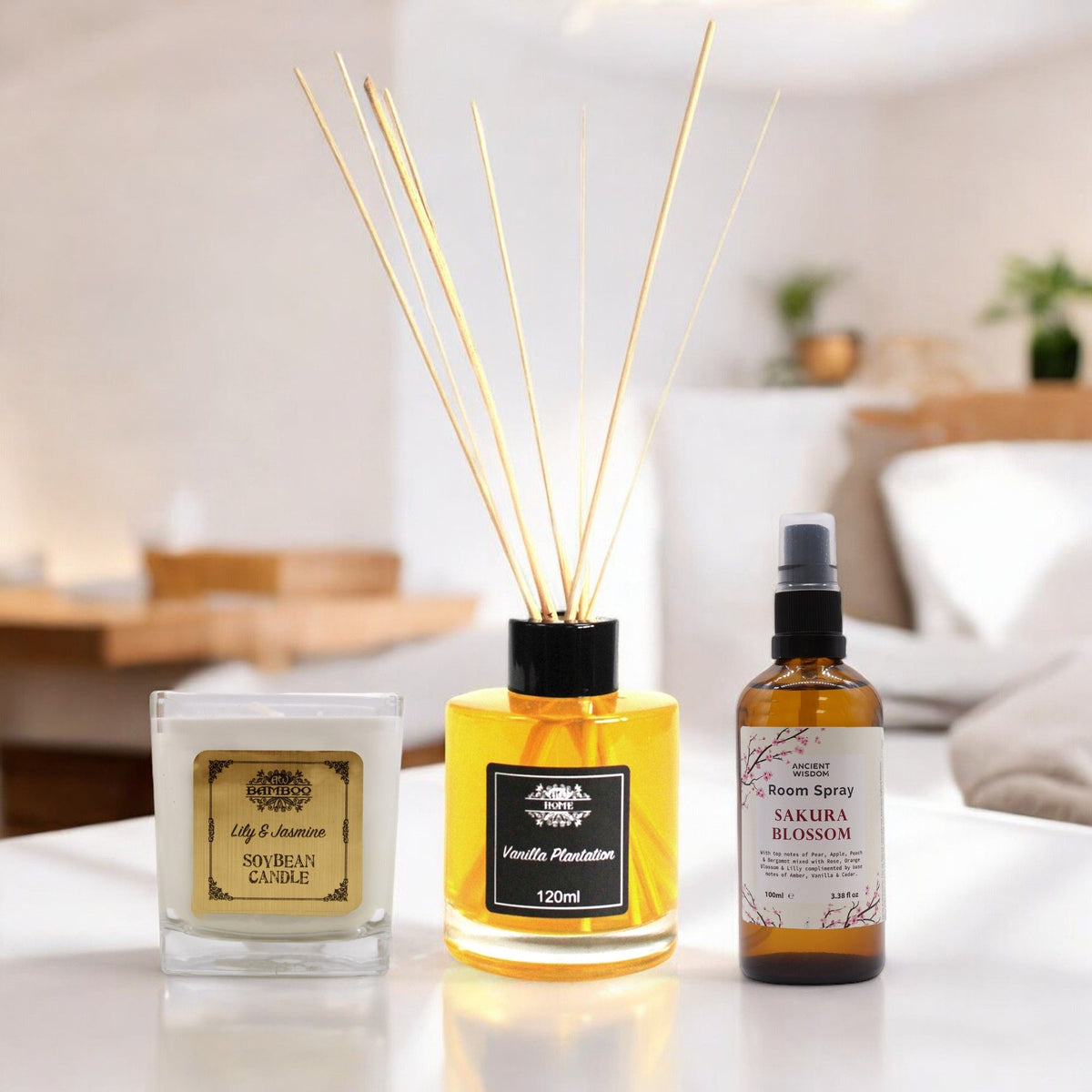 Curated scented home bundle with candles and fragrance products, a luxurious self care gift set