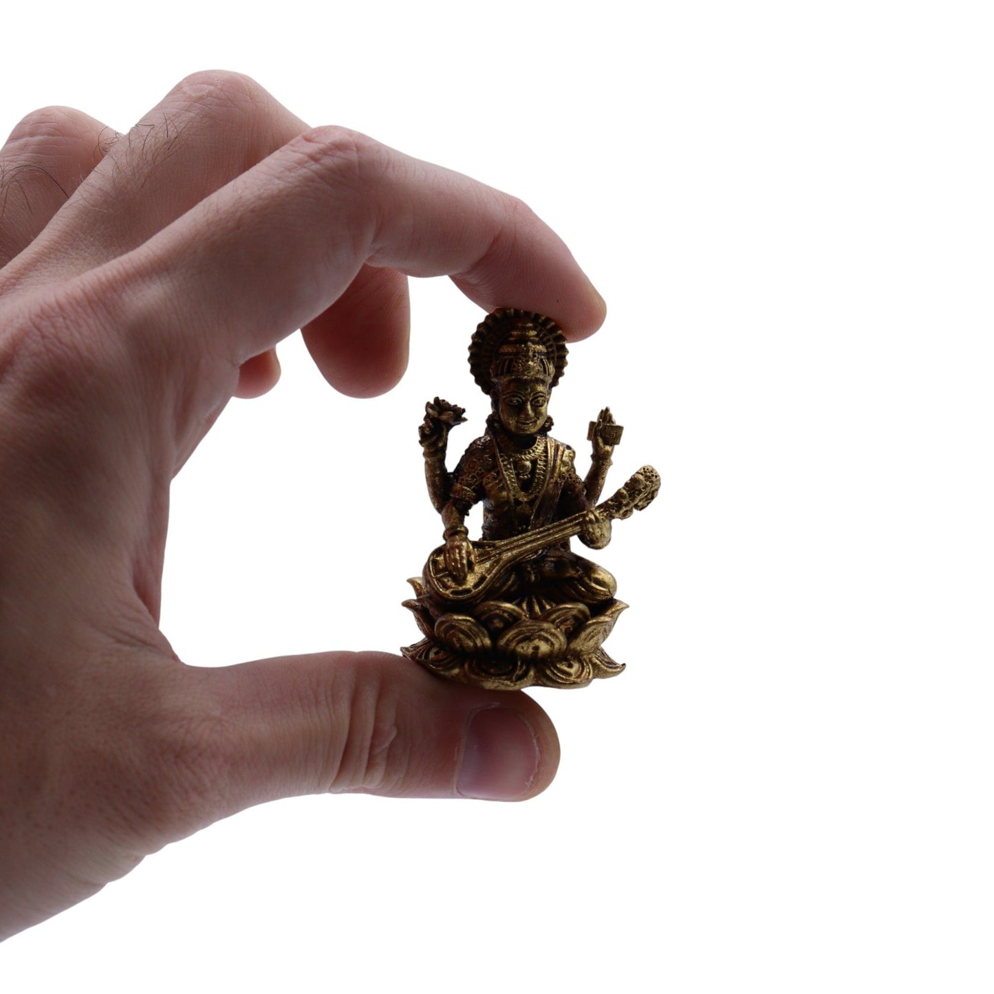 Brass Miniature Gods - Sarswati (52gms)  - 49mm