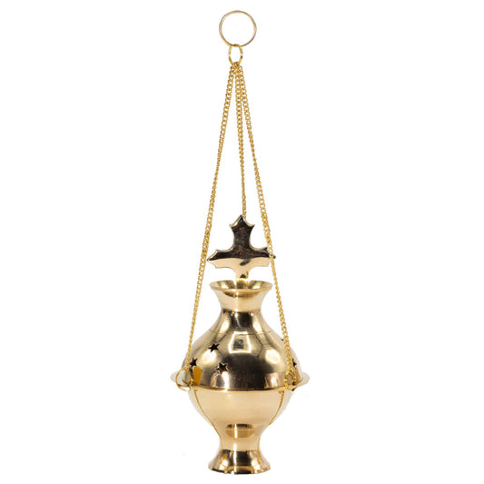 Hanging Brass Incense Burner - Cross